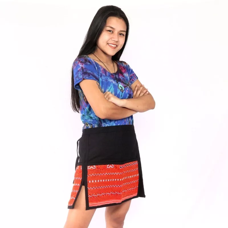 Kurzer Rock Hmong von Hand bestickt