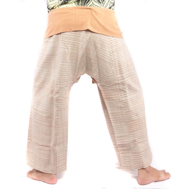 Pantalones de pescador tailandeses tejidos a mano - colores naturales