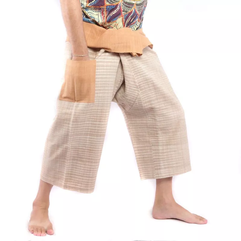 Pantalon de pêcheur thaïlandais tissé à la main - couleurs naturelles
