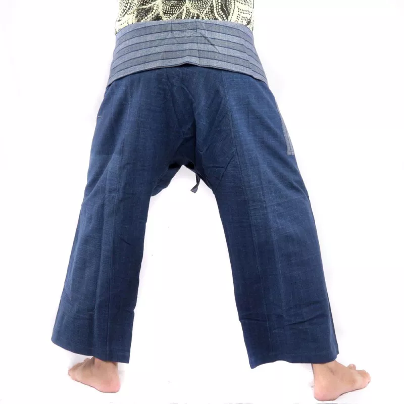 Thai fisherman pants hand woven - natural colors indigo