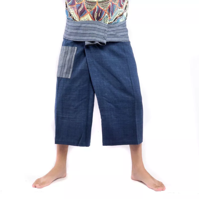 Thai Fischerhose handgewebt - natürliche Farben indigo
