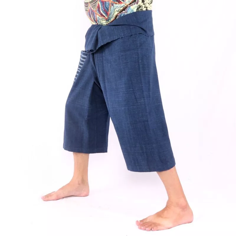 Thai fisherman pants hand woven - natural colors indigo