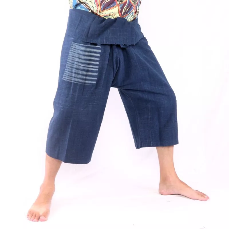 Thai fisherman pants hand woven - natural colors indigo