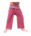 Thai fisherman pants with pattern border - cotton - dark red