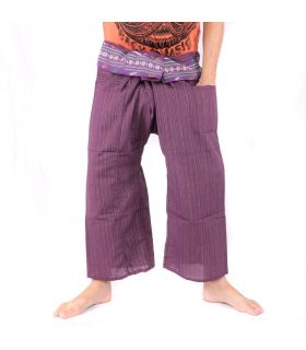 Pantalones de pescador tailandés con patrón trenzado - algodón - púrpura