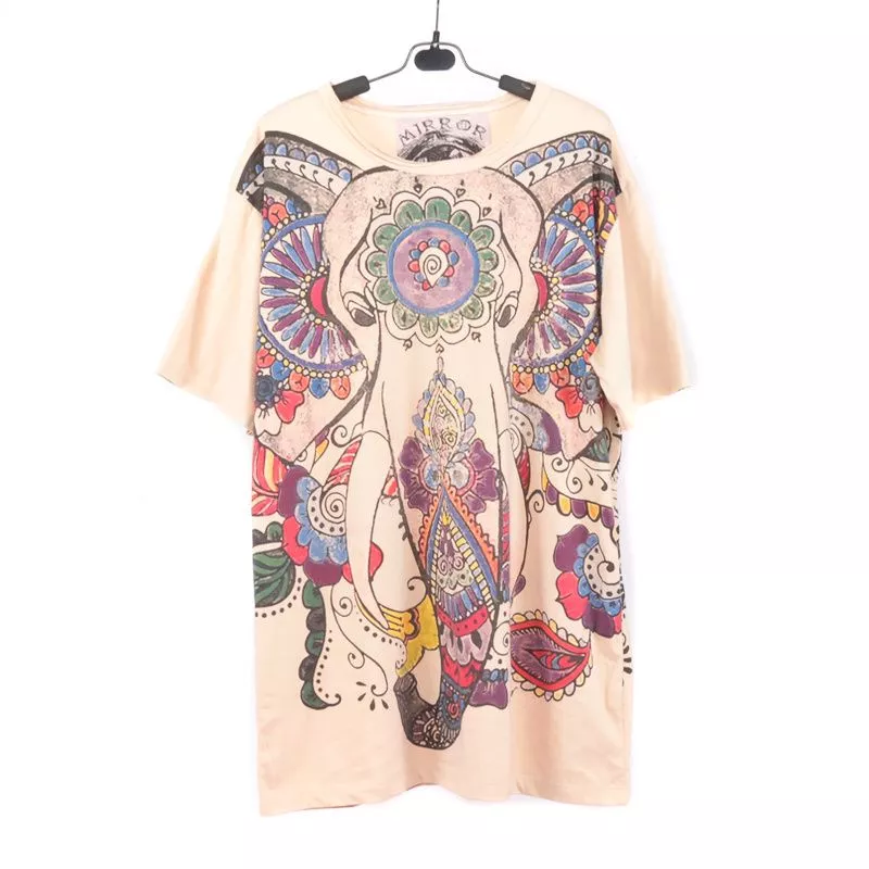 "Mirror" Hippie Ganesha Elephant T-Shirt Size L