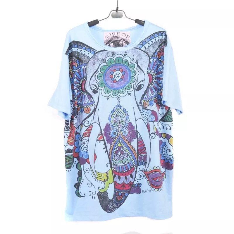 "Mirror" Hippie Ganesha Elefant T-Shirt Größe L