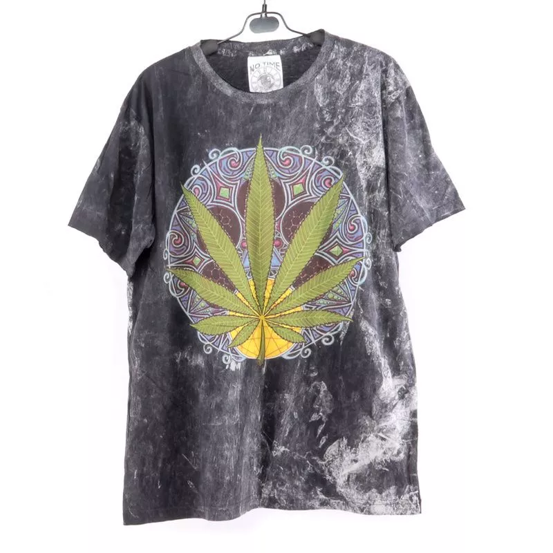 T-shirt "No Time" en feuille de chanvre Taille M Stonewashed