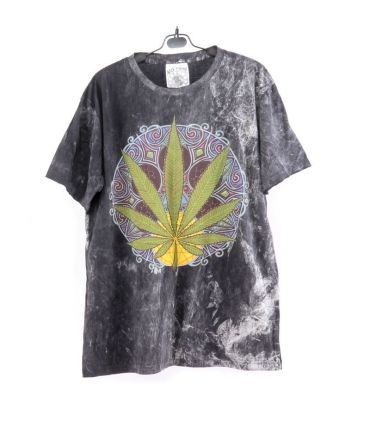 T-shirt "No Time" en feuille de chanvre Taille M Stonewashed