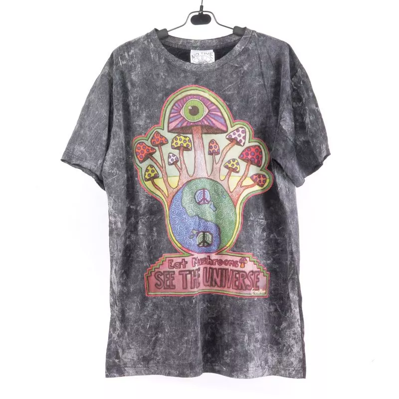 T-Shirt "No Time" Champignon Taille M Stonewashed