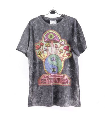 "No Time" Mushroom T-Shirt Size M Stonewashed