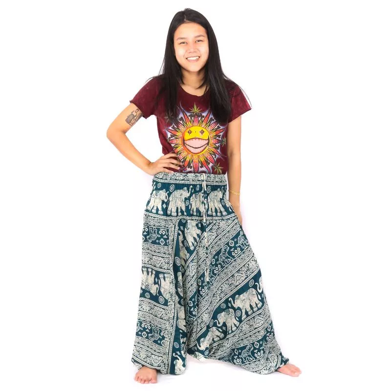 Haremshose Jumpsuit für Frauen Elefanten türkis
