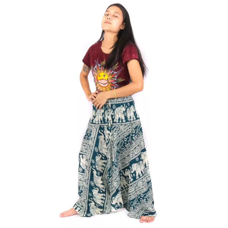 Haremshose Jumpsuit für Frauen Elefanten türkis
