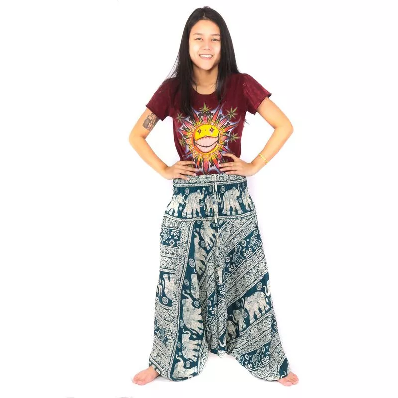 Haremshose Jumpsuit für Frauen Elefanten türkis