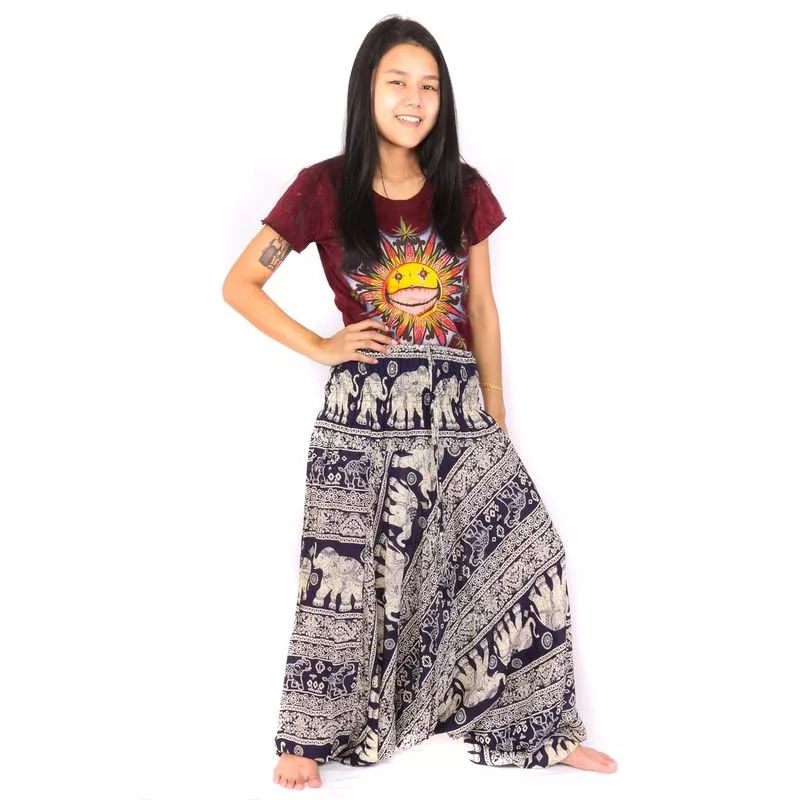 Combinaison pantalon sarouel pour femmes éléphants bleu foncé