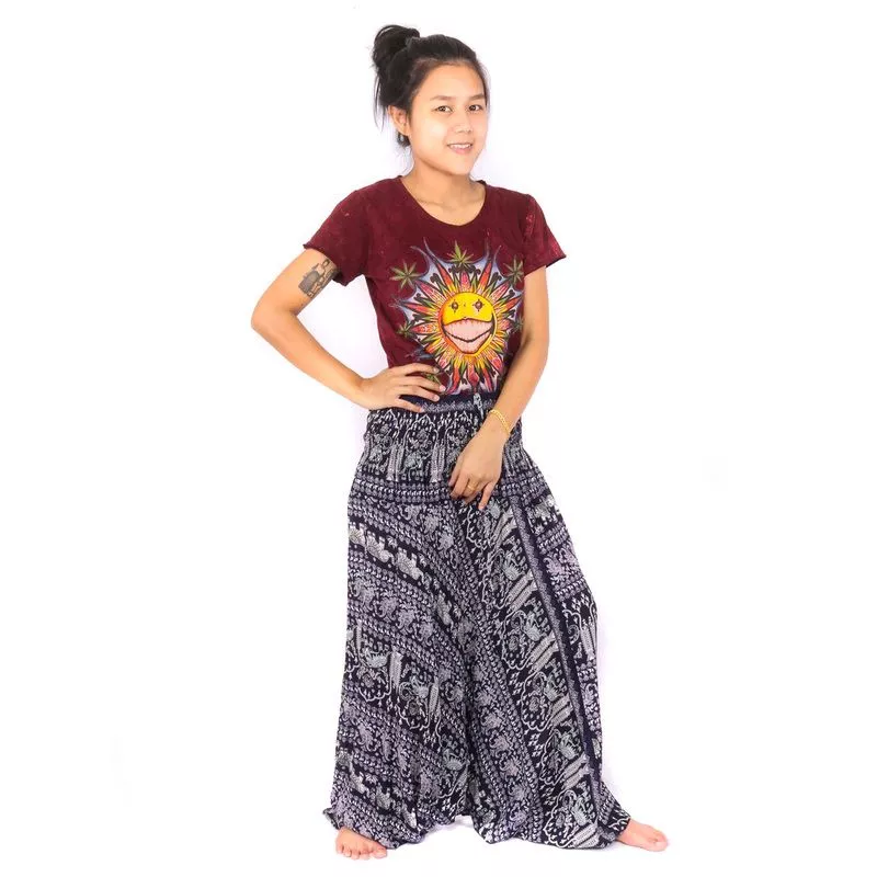 Harem pants jumpsuit for women elephants dark blue