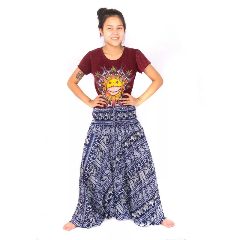 Aladinhose Jumpsuit für Frauen Elefanten blau