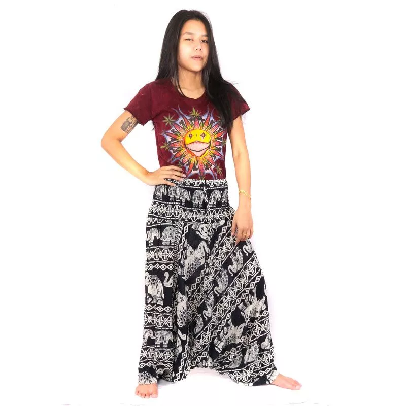 Aladinhose Jumpsuit für Frauen Elefanten schwarz