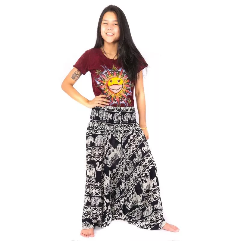 Aladinhose Jumpsuit für Frauen Elefanten schwarz