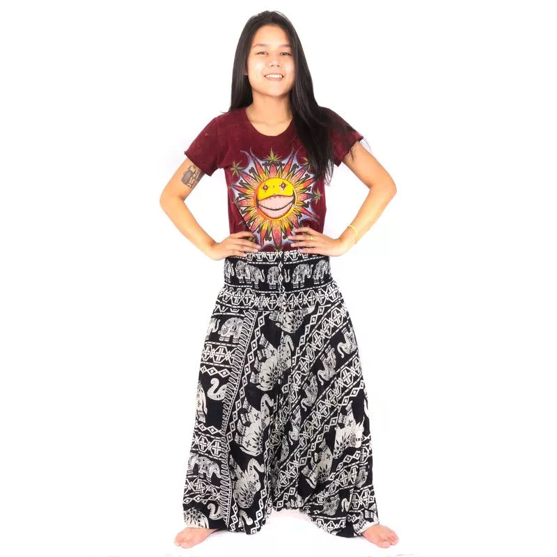 Aladinhose Jumpsuit für Frauen Elefanten schwarz