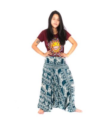 Combinaison pantalon sarouel pour femmes éléphants turquoise
