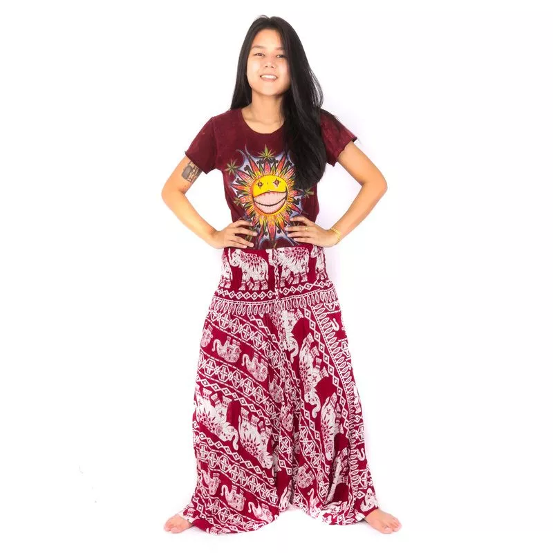 Aladinhose Jumpsuit für Frauen Elefanten rot