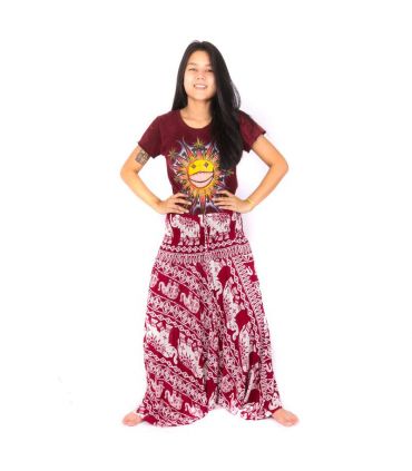 Harem pants jumpsuit for women elephants red