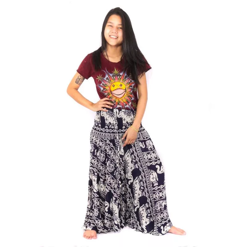 Aladinhose Jumpsuit für Frauen Elefanten schwarz