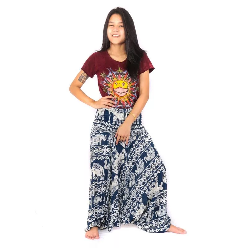 Aladinhose Jumpsuit für Frauen Elefanten blau