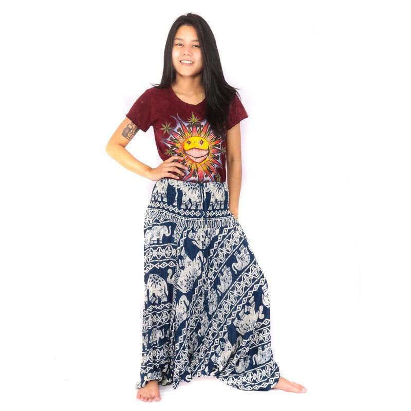 Harem pants jumpsuit for women elephants blue