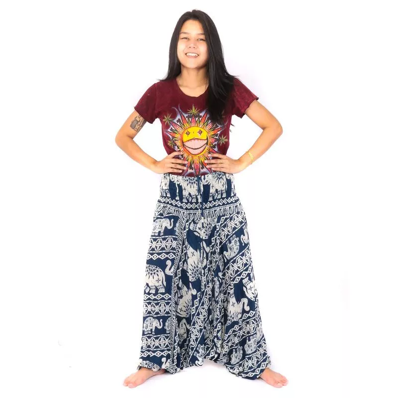 Aladinhose Jumpsuit für Frauen Elefanten blau