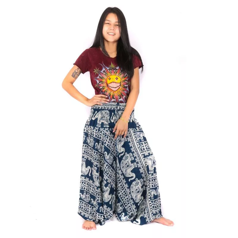 Harem pants jumpsuit elephants blue