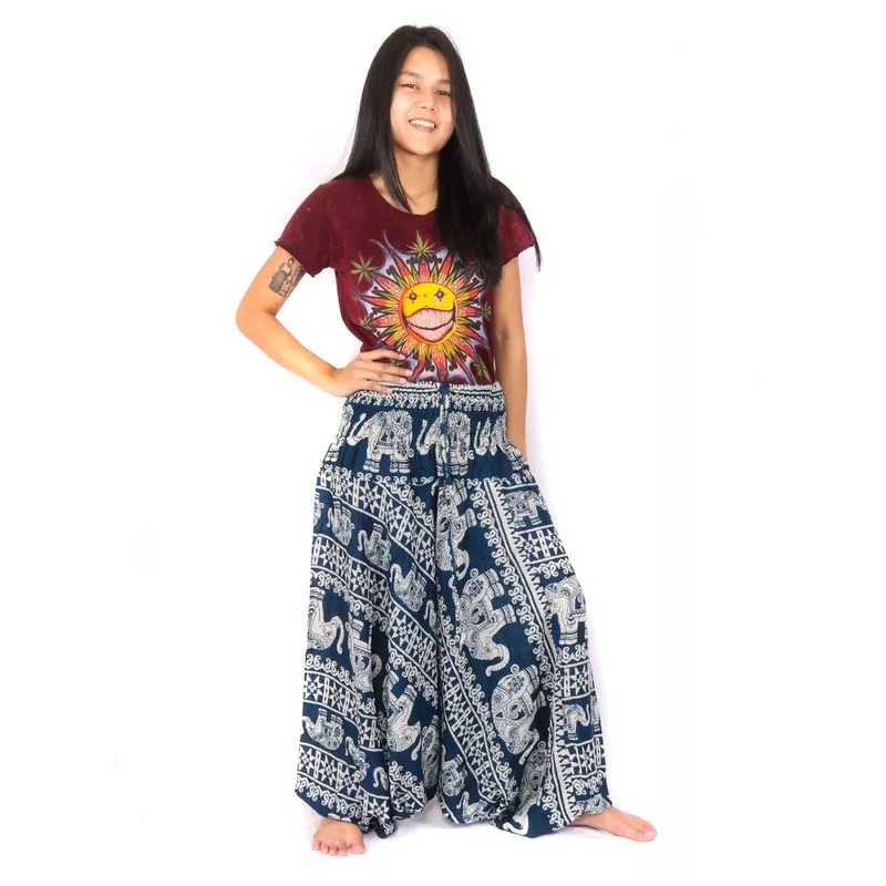 Harem pants jumpsuit elephants blue