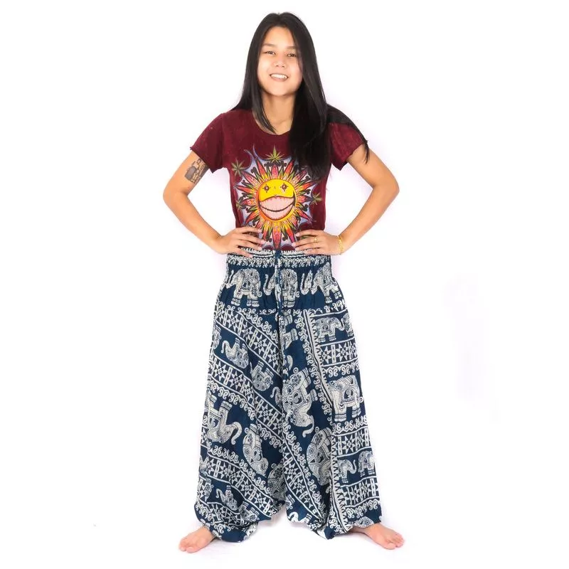 Harem pants jumpsuit elephants blue