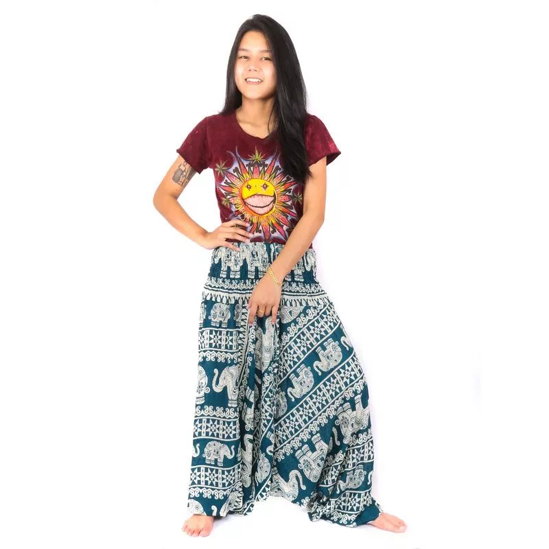 Aladinhose Jumpsuit Elefanten türkis