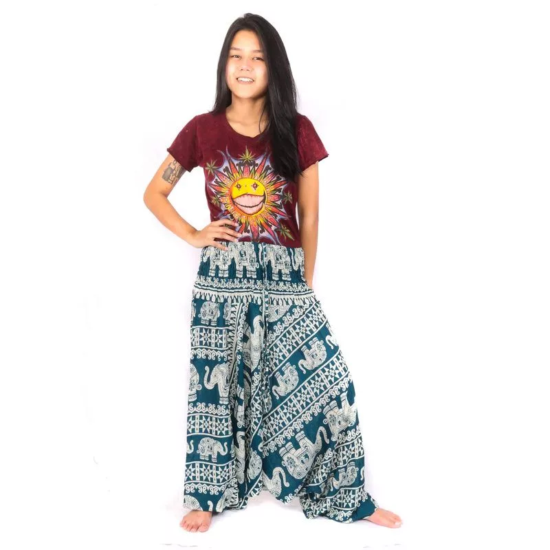Aladinhose Jumpsuit Elefanten türkis