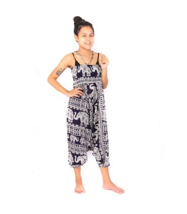 Combinaison pantalon sarouel éléphants bleu foncé