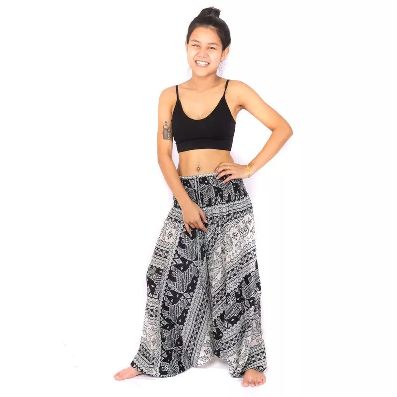 Harem pants jumpsuit, onesie, playsuit, romper elephants black