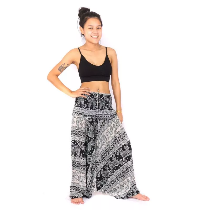 Harem pants jumpsuit, onesie, playsuit, romper elephants black