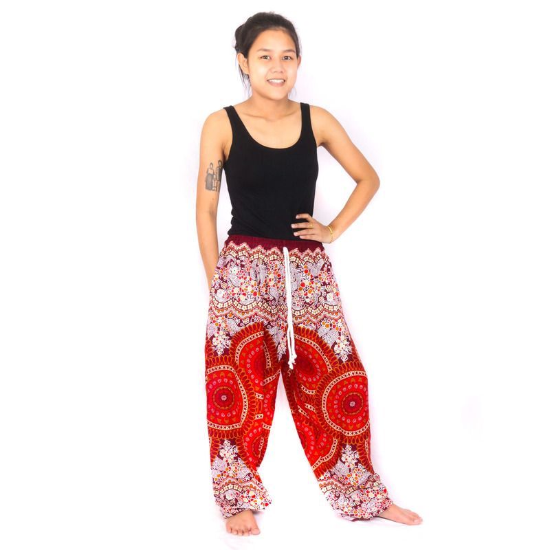 Pantalones de harén Mandala rojo