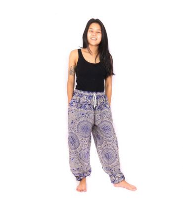 Pantalon sarouel Mandala bleu