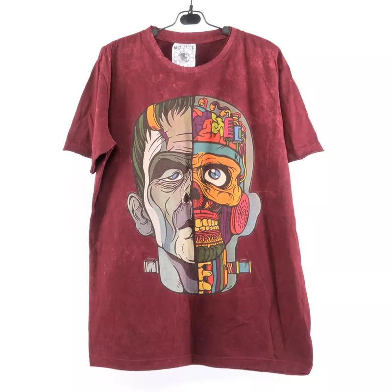 "No Time" T-Shirt Frankenstein Größe M Stonewashed