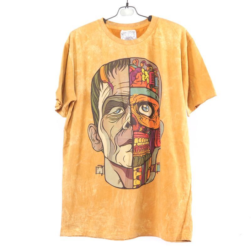 "No Time" T-Shirt Frankenstein Größe M Stonewashed