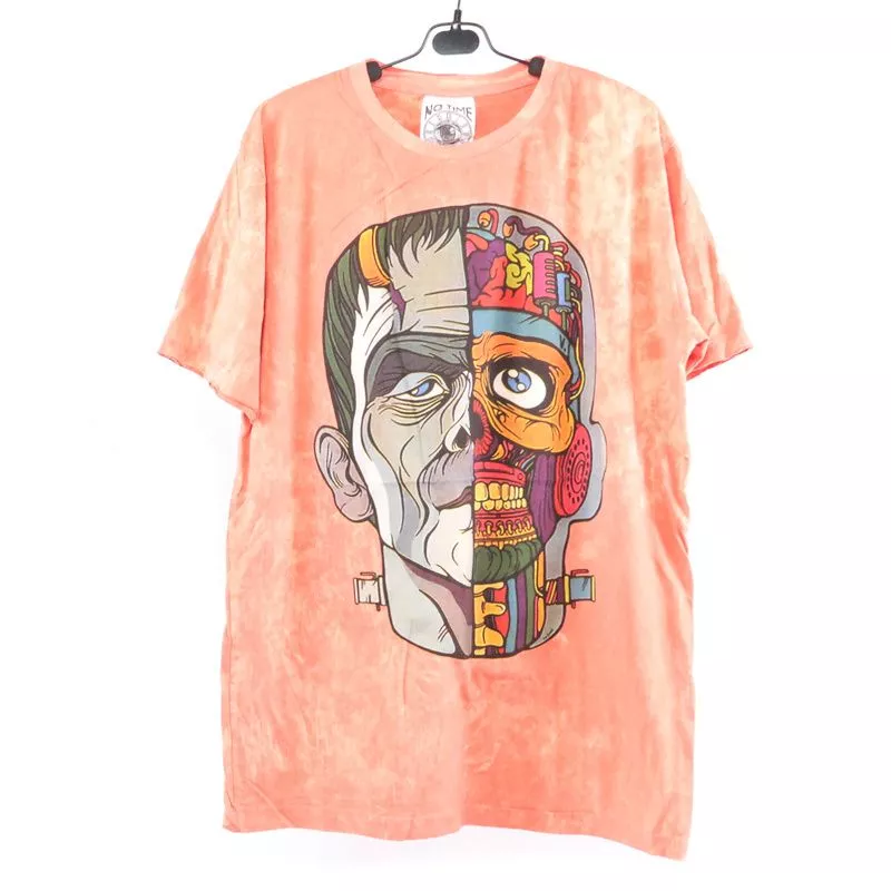 "No Time" T-Shirt Frankenstein Größe M Stonewashed