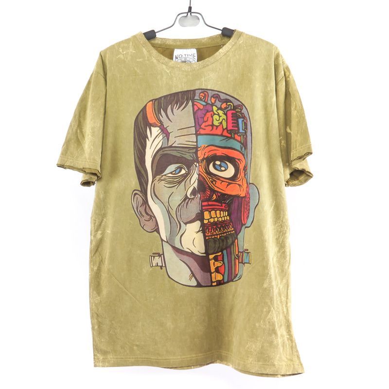 T-Shirt "No Time" Frankenstein Taille M Stonewashed