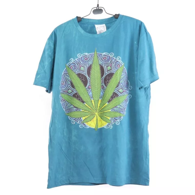 T-shirt "No Time" en feuille de chanvre Taille M Stonewashed