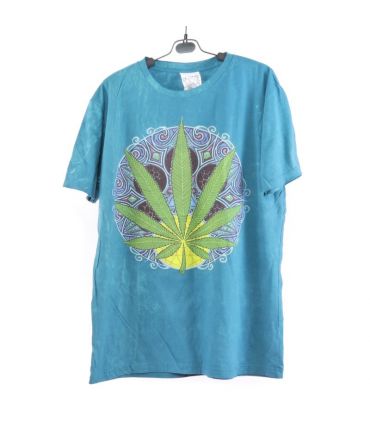 "No Time" Hemp Leaf T-Shirt Size M Stonewashed