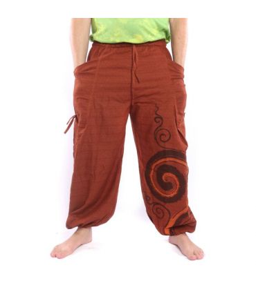 Sarouel à nouer Motif en spirale en coton lourd
