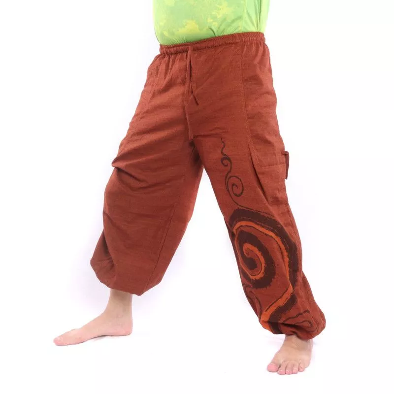 Sarouel à nouer Motif en spirale en coton lourd