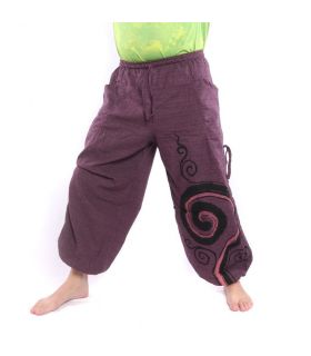 Harem pants for tying Spiral design in heavy cotton